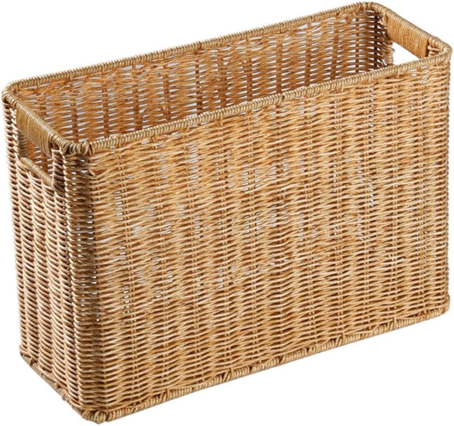 PAREKS Magazine Newspaper Basket Weaving Books Closet Bookshelf Cabinet Trash Can Rattan Toiletries Basket Toy Storage Basket Water Hyacinth Baskets Woven Basket Decor Home Supplies Stand/420