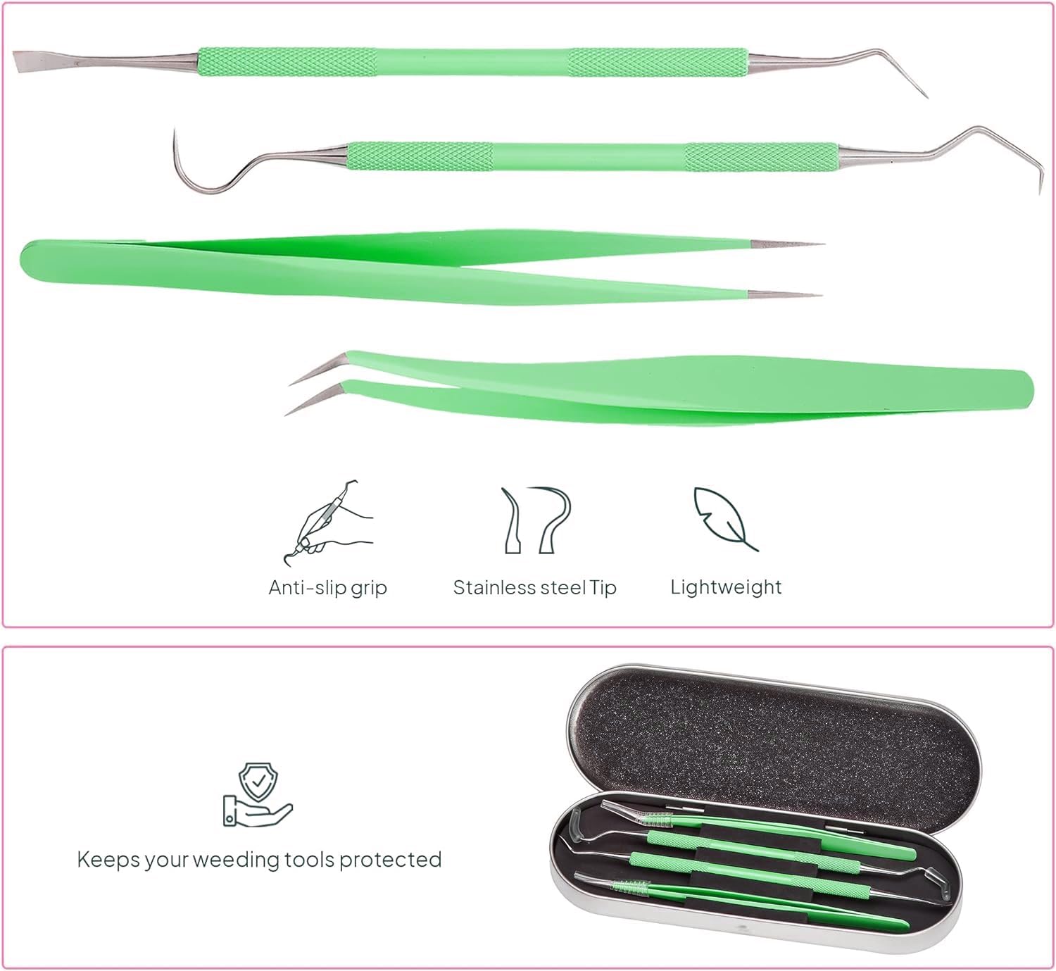 IVyne Vinyl Weeding Tool Kit - 7 Precision Tips, Stainless Steel Hooks & Picks With Tweezers & Case For Crafts