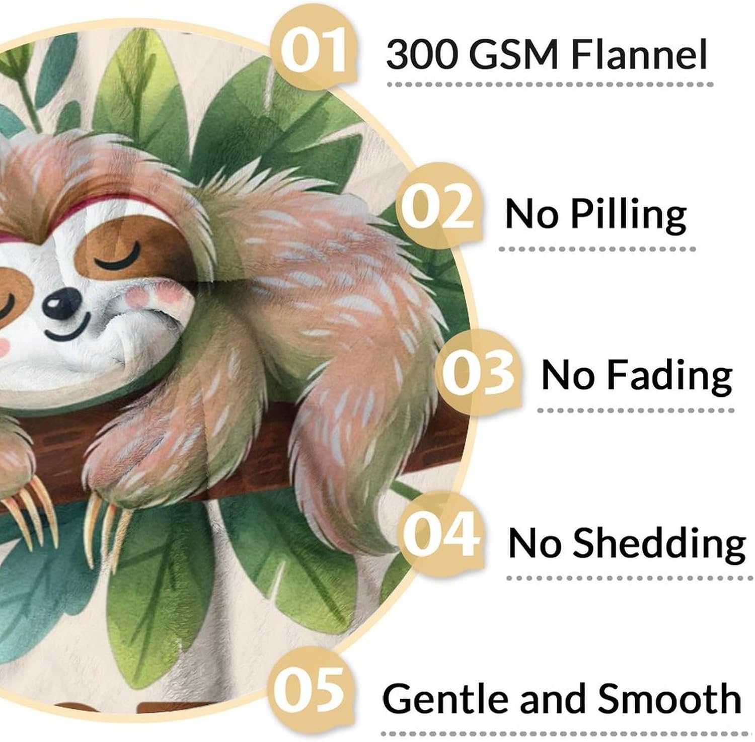 Funny Sloth Gift for Adults - 60" x 80" Inches Cute Sloth Throw Blankets for Teens - Beige Warm Fuzzy Blankets for Sofa, Bed & Living Room