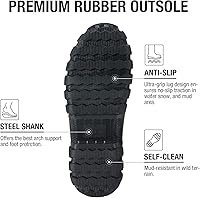 Vista 3 de HISEA Botas de lluvia mejoradas para hombre, botas de goma de neopreno aisladas impermeables con vástago de acero, botas de trabajo duraderas