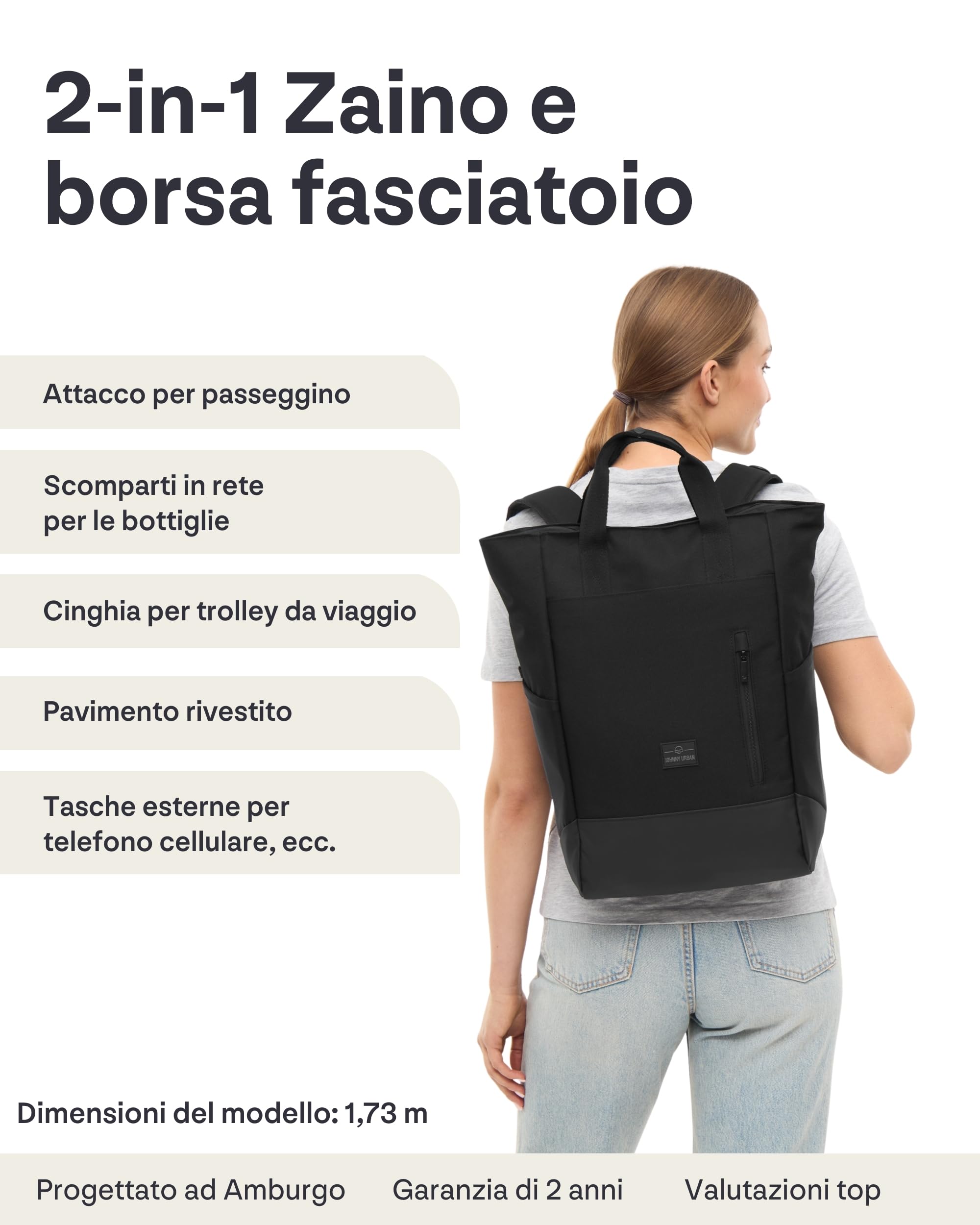 Johnny Urban Zaino Fasciatoio Neonato e Borsa Passeggino - Blair - Fasciatoio Portatile - Zaino Mamma Multifunzione - Volume 16 Litri - Idrorepellente