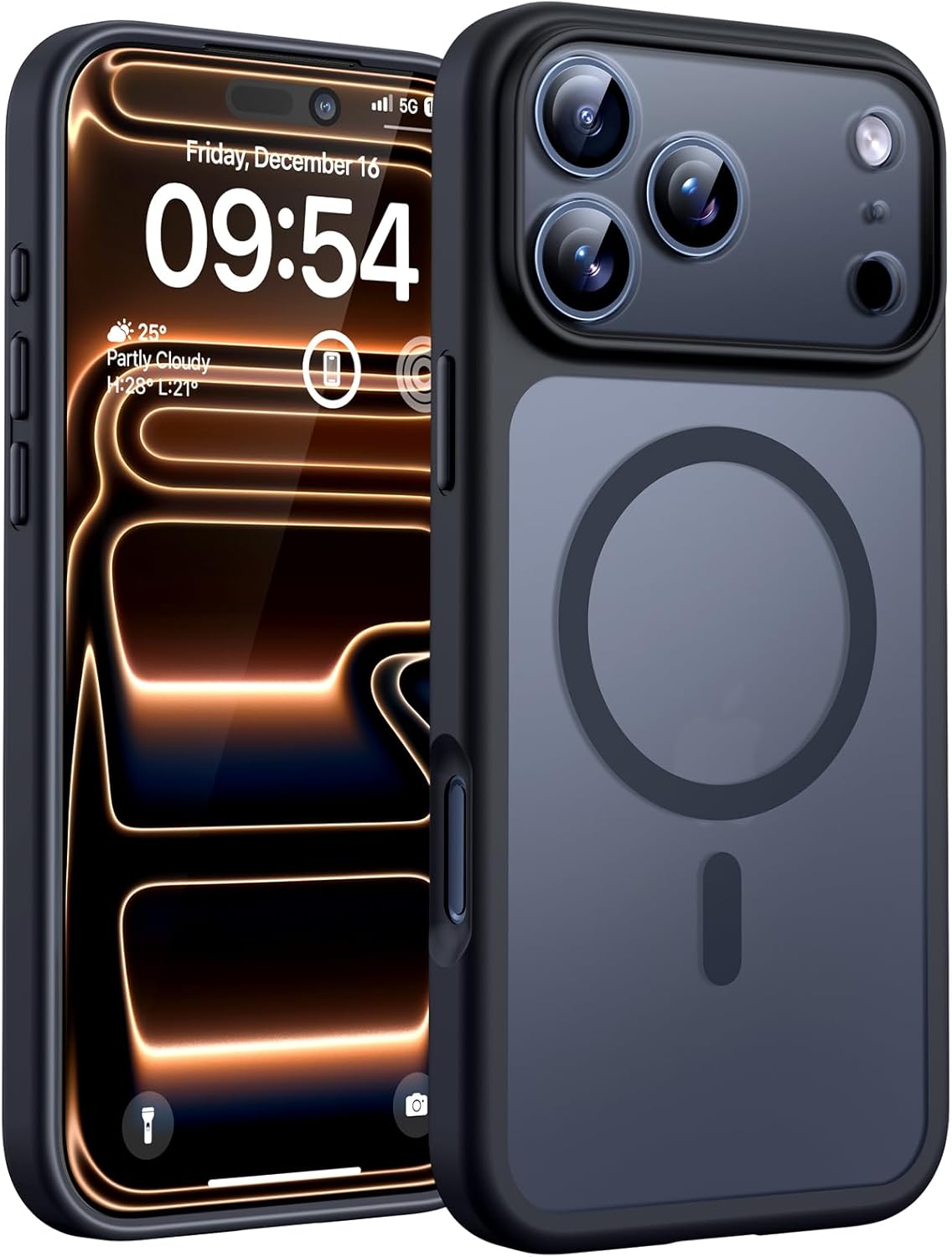 Product image of TOCOL for iPhone 17 Pro Max Case, Compatible with Magsafe, Full Camera Protection, Built-in Magnetic Ring, Translucent Matte Phone Case for iPhone 17 ProMax 6.9 inch (Black)