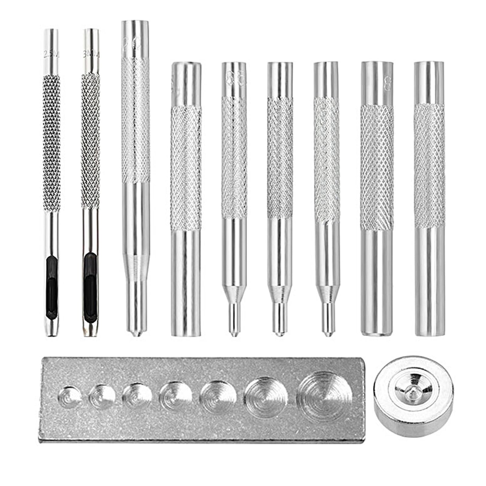 Mekalero 9Pcs Press Studs Button Installation Tool, Button Fastener Setter Leather Punching with Base Easy to Use