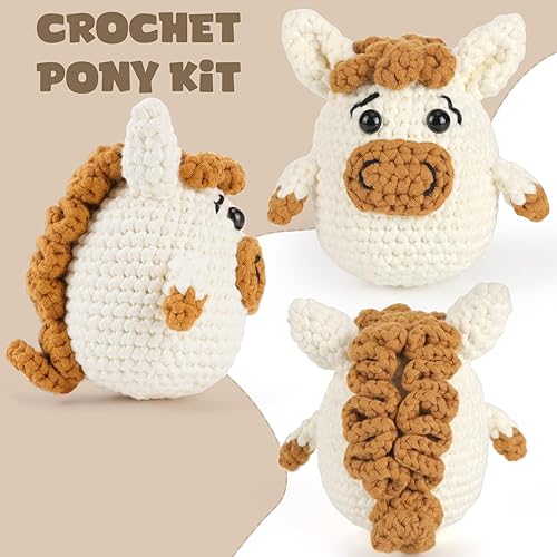 Miniatura 43 de Kit de ganchillo para principiantes: kit de ganchillo de vaca Highland, incluye hilo suave fácil de tejer, tutorial en video paso a paso, gancho