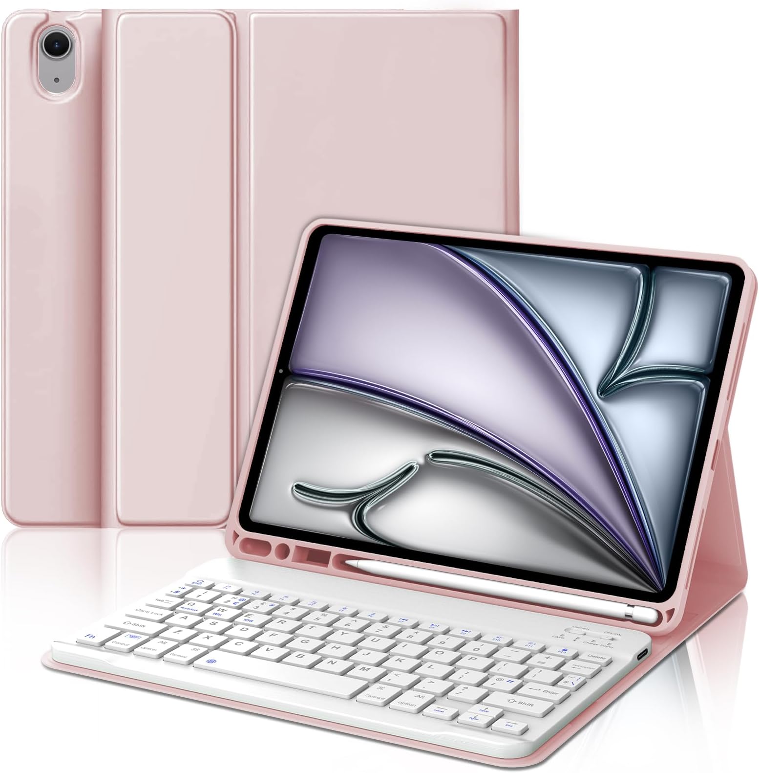 Magic Keyboard voor iPad Pro 12,9 inch (3e, 4e, 5e en 6e generatie), toetsenbord voor iPad Air 13 inch (M2 2024/M3 2025), magnetische standaard, precisie-trackpad, serie met functietoetsen, Duits