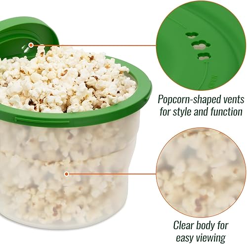 Miniatura 7 de Palomitas de maíz de silicona para microondas, plegable para microondas, tazón de silicona libre de BPA con tapa, recipientes reutilizables para