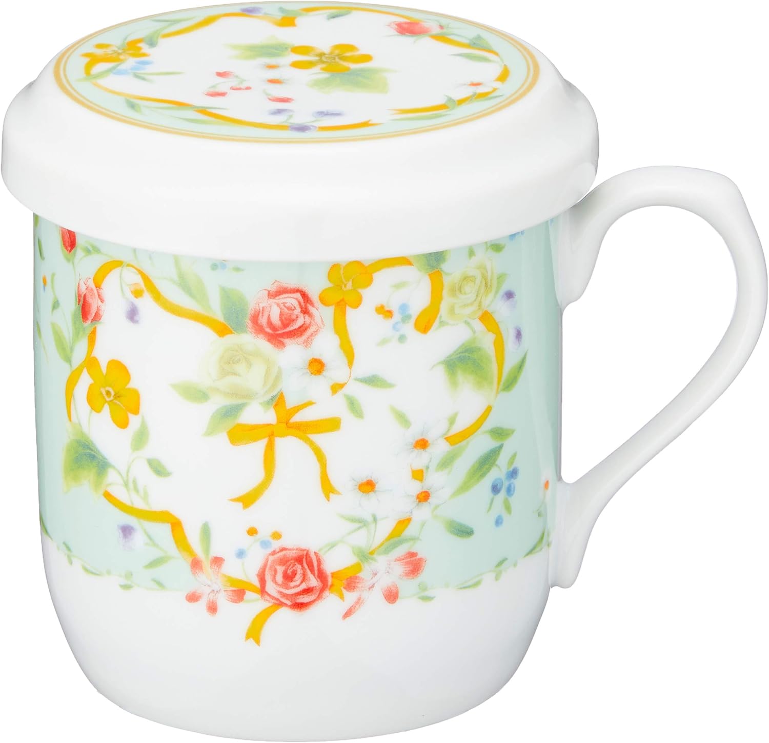 Narumi 40978-32930 Mug, 9.4 fl oz (290 cc), Fruit, Pear Pattern, Mug with Lid, Includes Tea Strainer, Mother's Day, Present, Microwave Heating, Made in Japan, Gift Box Included