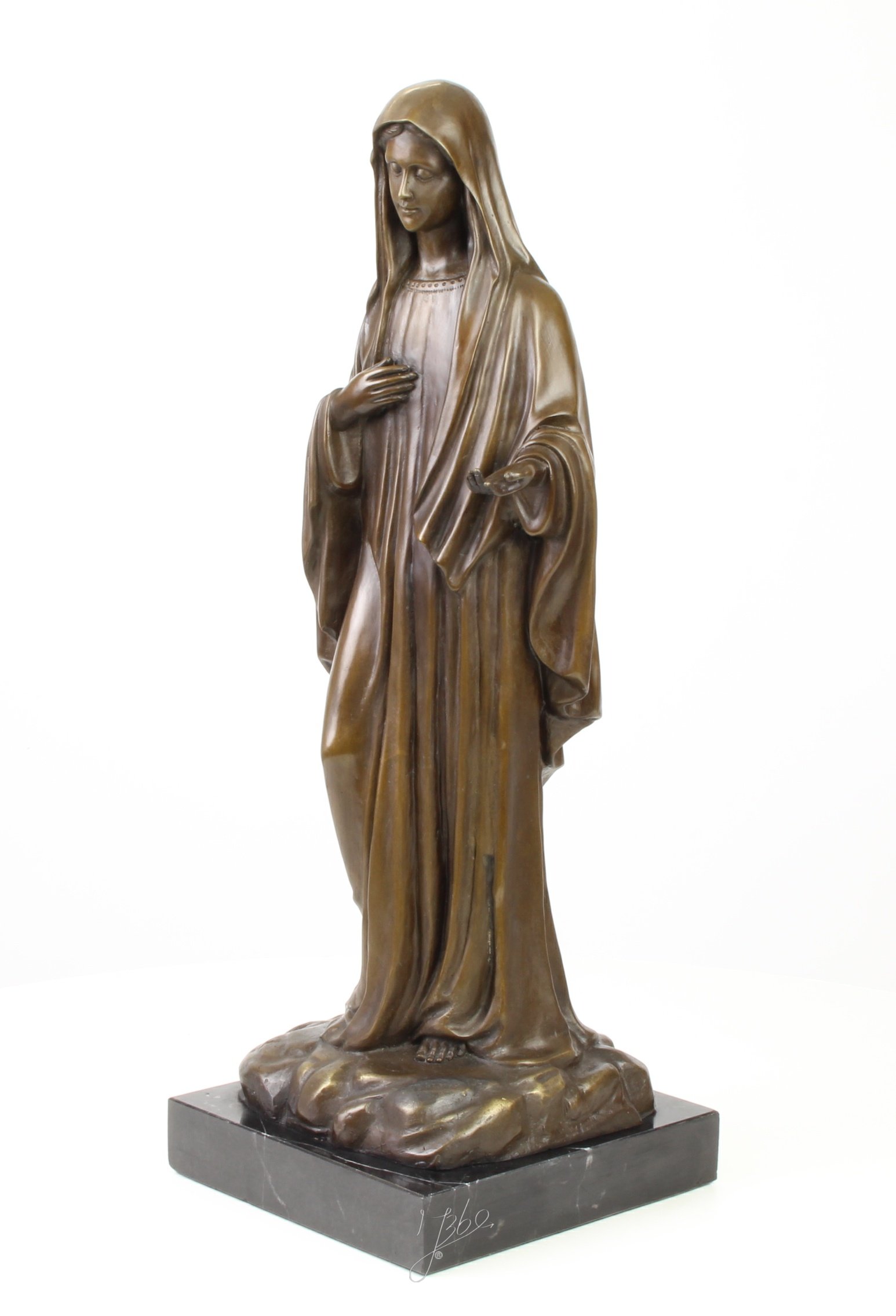 Bronzefigur Skulptur Motiv: Madonna auf Marmorsockel Bronze Höhe 58,1 cm
