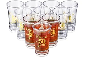 Gold, Glittery Happy 50th Birthday Shot Glass Celebratory Party Pack