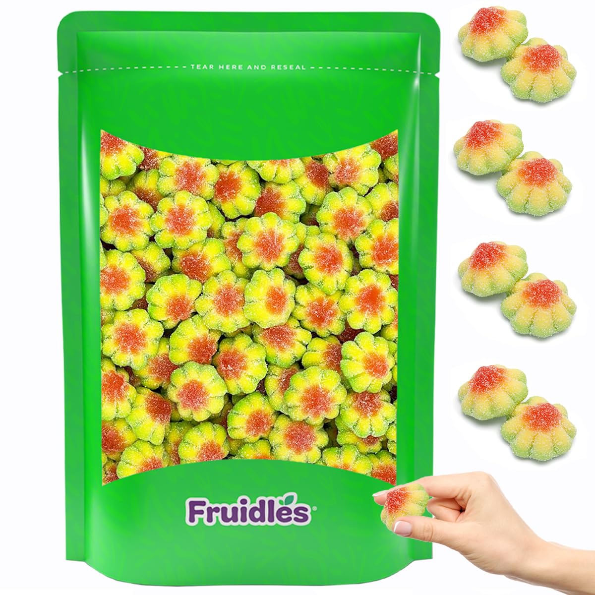 Fruidles Sour Flowers Gummy Candy, Delicious Sugar Coated Fruit Flavors Gummies (4.4 Pounds)