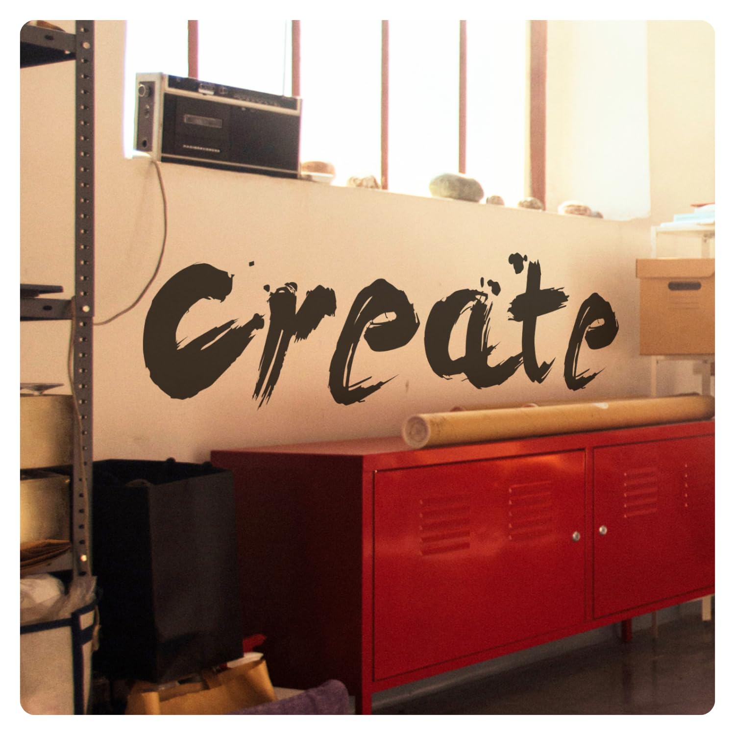 Autocollant mural en vinyle Create pour briser la monotonie d'un mur de bureau