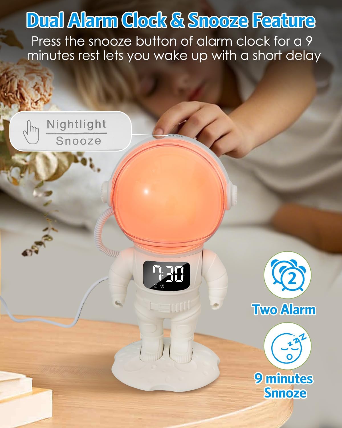 AMIR Wake Up Light Sunrise Alarm Clock for Kids, Bluetooth Speaker Wake Up Light Alarm Clock for Christmas Gifts, 21 Natural Sounds, 22 Lighting Modes, Night Lights with Dual Alarm, Snooze