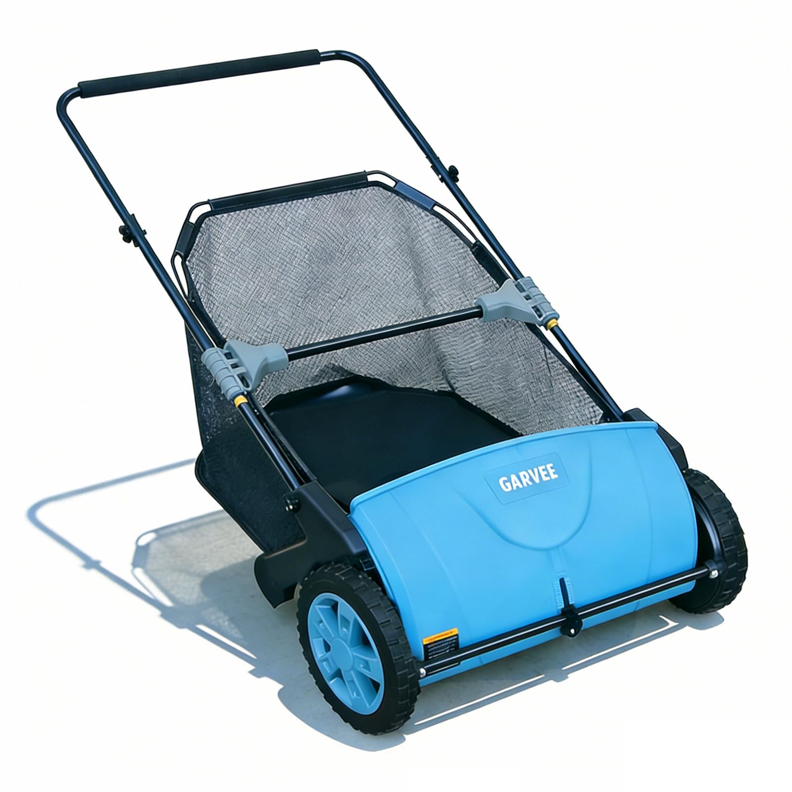 GarveeLife Spazzatrice manuale a spinta da 53,3 cm, raccoglitore di foglie e detriti da cortile con borsa di raccolta da 3,5 Cu. Ft. Altezza della spazzola regolabile per prati e passi carrai, design