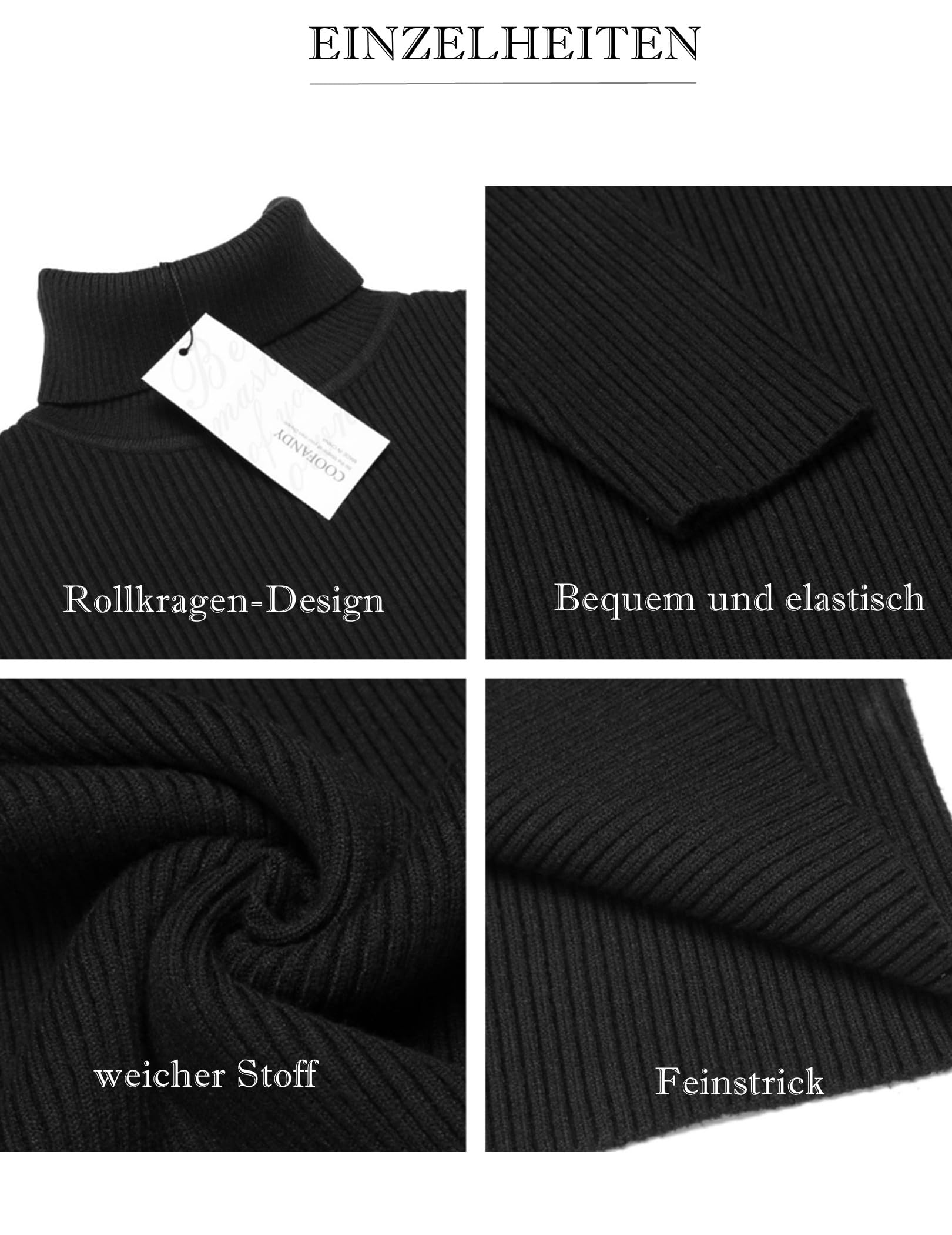 COOFANDY Pull à Col Roulé pour Homme Coupe Slim Pull en Maille Fine Col Roulé Casual Basic Pull pour Homme