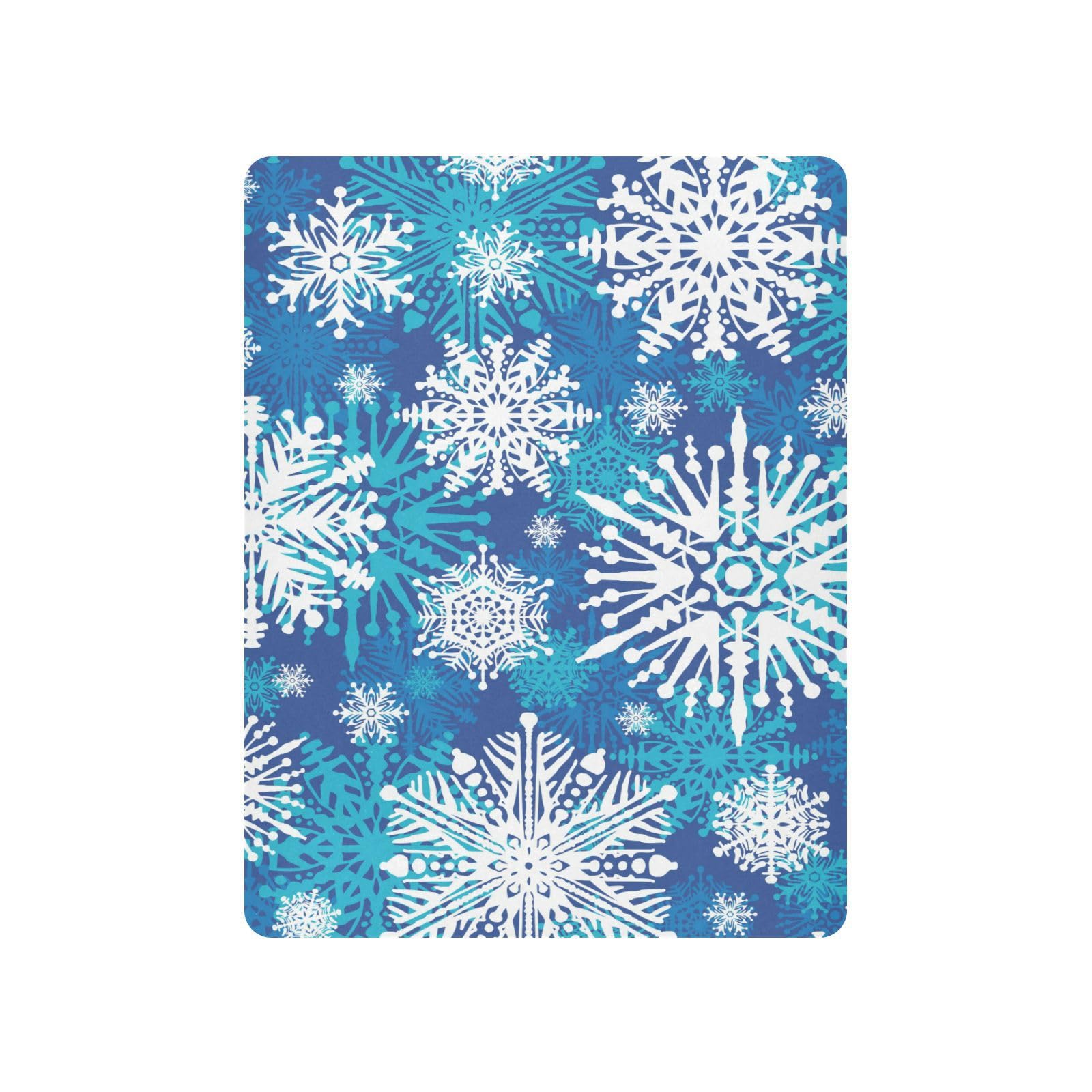 Moudou Blue Christmas Snowflake Playard Sheet for Boy Girls, Soft Breathable Fitted Toddler Sheet for Standard Playard Bed Mattress, 39 x 27 x 5 Inch