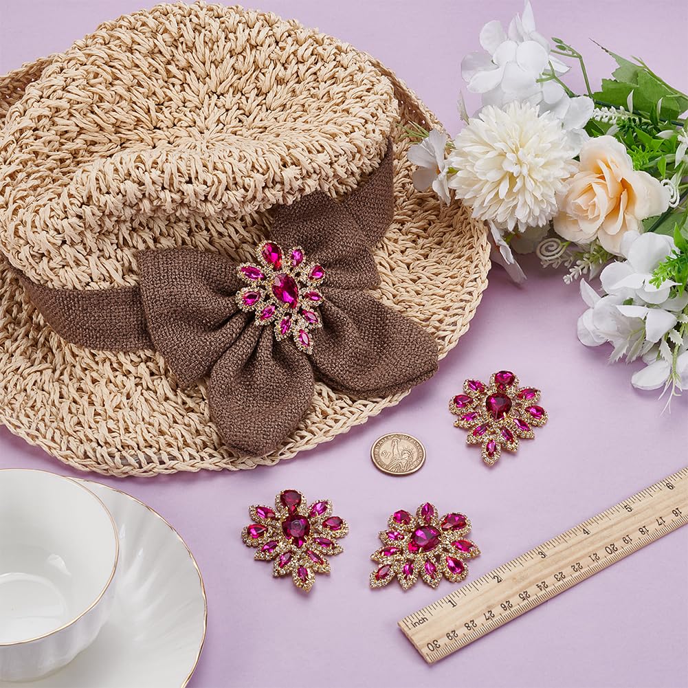 FINGERINSPIRE 4 Stück Tropfen Strass Applikation Rosa Blumen Kristall Applikation DIY Dekorationsflicken Damenmode Für Braut Hochzeitskleid Kleidungsdekoration Geeignet Zum Nähen Und Kleben