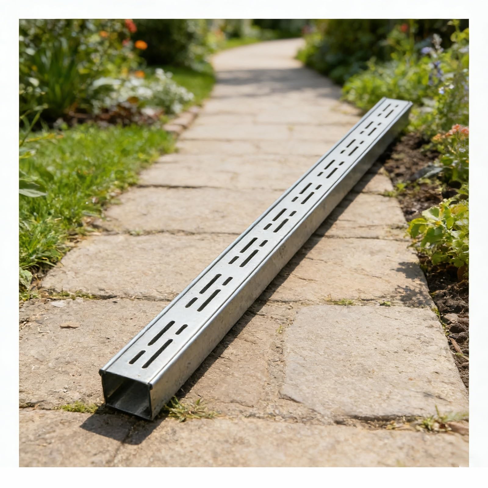 GLDYTVF Narrow Channel Drainage System 304 with Grates Linear Drain Filter for Indoor & Outdoor Use Ideal for Sidewalks Homes Garages Gardens (H5*W4CM/H1.96*W1.57IN)