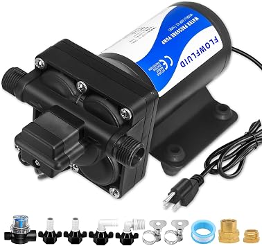 110V AC Water Pressure Booster Pump for RV,70PSI 5GPM Camper Transfer with Plug,On Demand Self-Priming Water Pump with Filter for Kitchen Irrigation Spray Hose Garden Hose Marine Yacht