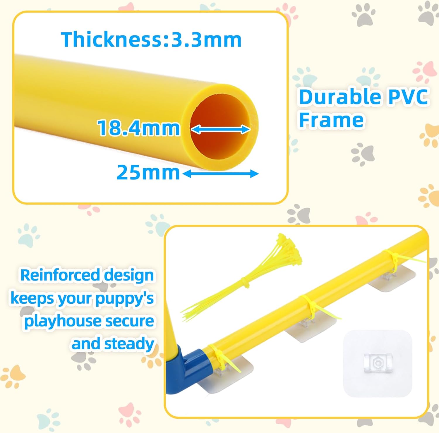 Puppy Play Gym with Hanging Toys, Dog Indoor Jungle Gym as Activities Center for Puppies, PVC Frame with 8 Enrichment Toys for Small Dogs Kitten and Other Pets