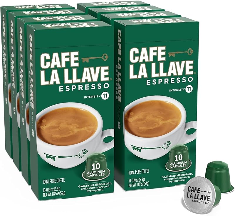 Café La Llave Espresso Aluminum Capsules, Dark Roast, 80ct | Compatible with Nespresso Original Machines, Aluminum Capsules, Simple Convenient Mess-Free Espresso, Bold Latin Flavor