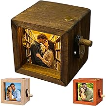 Personalized Wooden Photo Flipbook Animation Box with Light, Custom Crank Photo Box Picture Frame, Romantic for Couples, Gift for Him Her Valentine&rsquo;s Day Christmas