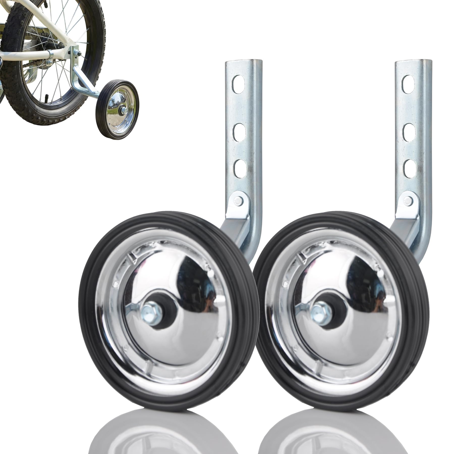 Little World Training Wheels Heavy Duty Rear Wheel Bicycle Stabilizers Mounted Kit Compatible for Bikes of 14 16 18 Inch, 1 Pair
