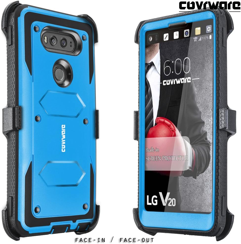 COVRWARE AEGIS Series CASE for V20 with Built-in [Screen Protector] Heavy Duty Full-Body Rugged Holster Armor Case [Belt Swivel Clip][Kickstand] - Blue