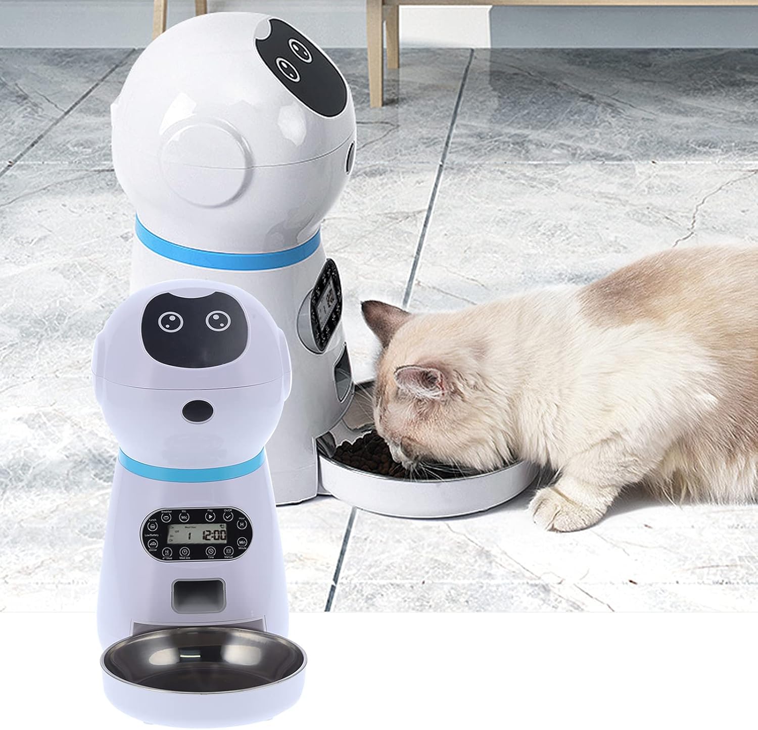 Honio Pet Automatic Feeder, Robot Shape Pet Food Dispenser with Bowl for Dogs