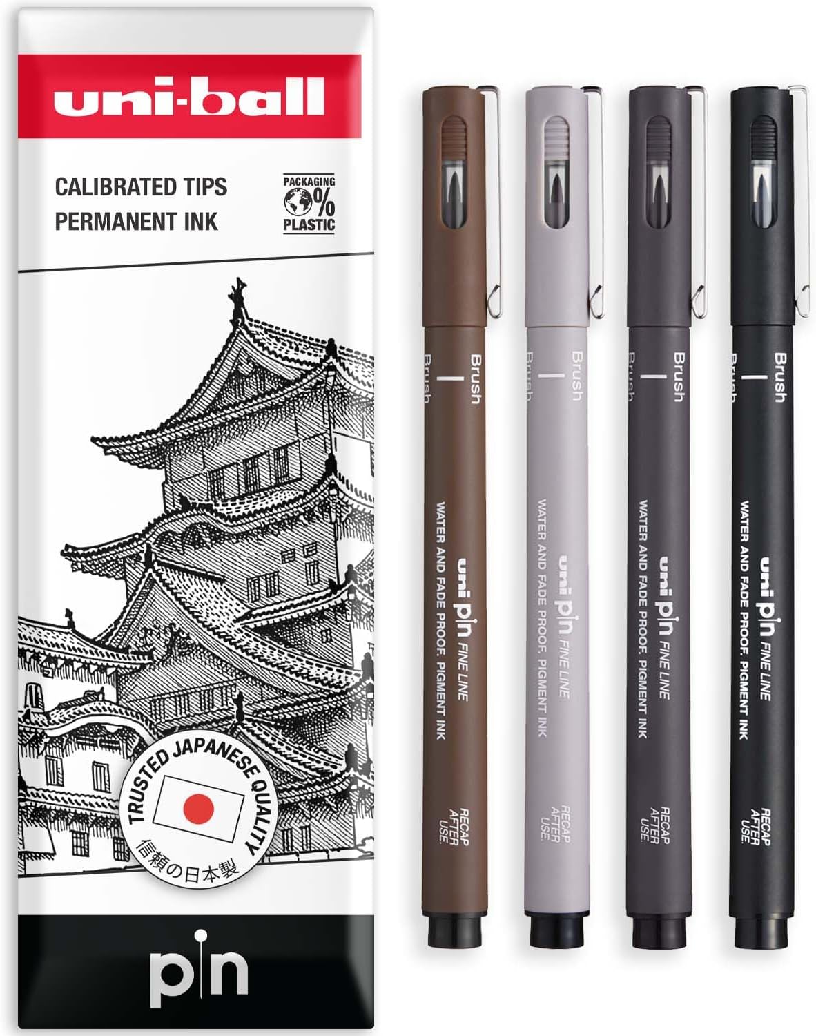 Uni Pin Fineliner Drawing Pen - Black, Dark Grey, Light Grey, Sepia ...