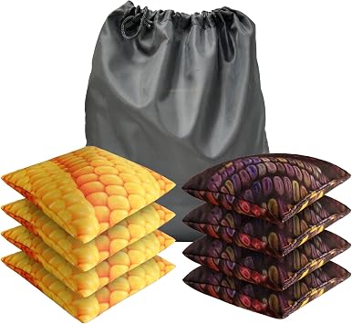 Set of 8 Regulation Cornhole Bags, Double Stitched, Standard Corn | Hole Bean Bags for Tossing Games, Suitable for All Ages
