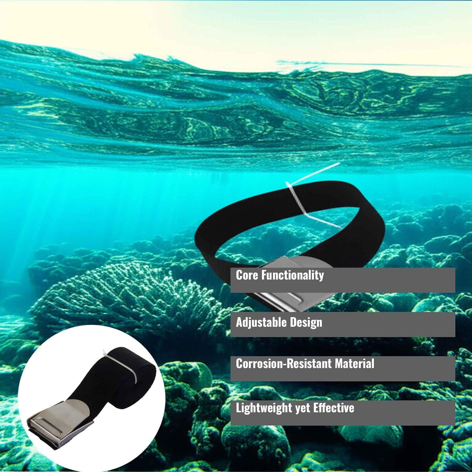 Adjustable Diving Weight Belt for Scuba and Freediving Metal Underwater Dive Weight Belt