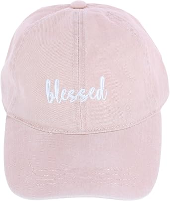 David & Young Womens Blessed Embroidered Denim Baseball Cap Hat
