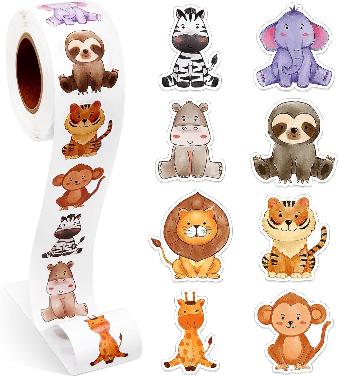 Dzxin Jungle Animal Brand 500 Pcs Each Roll Multicolor Watercolor ...