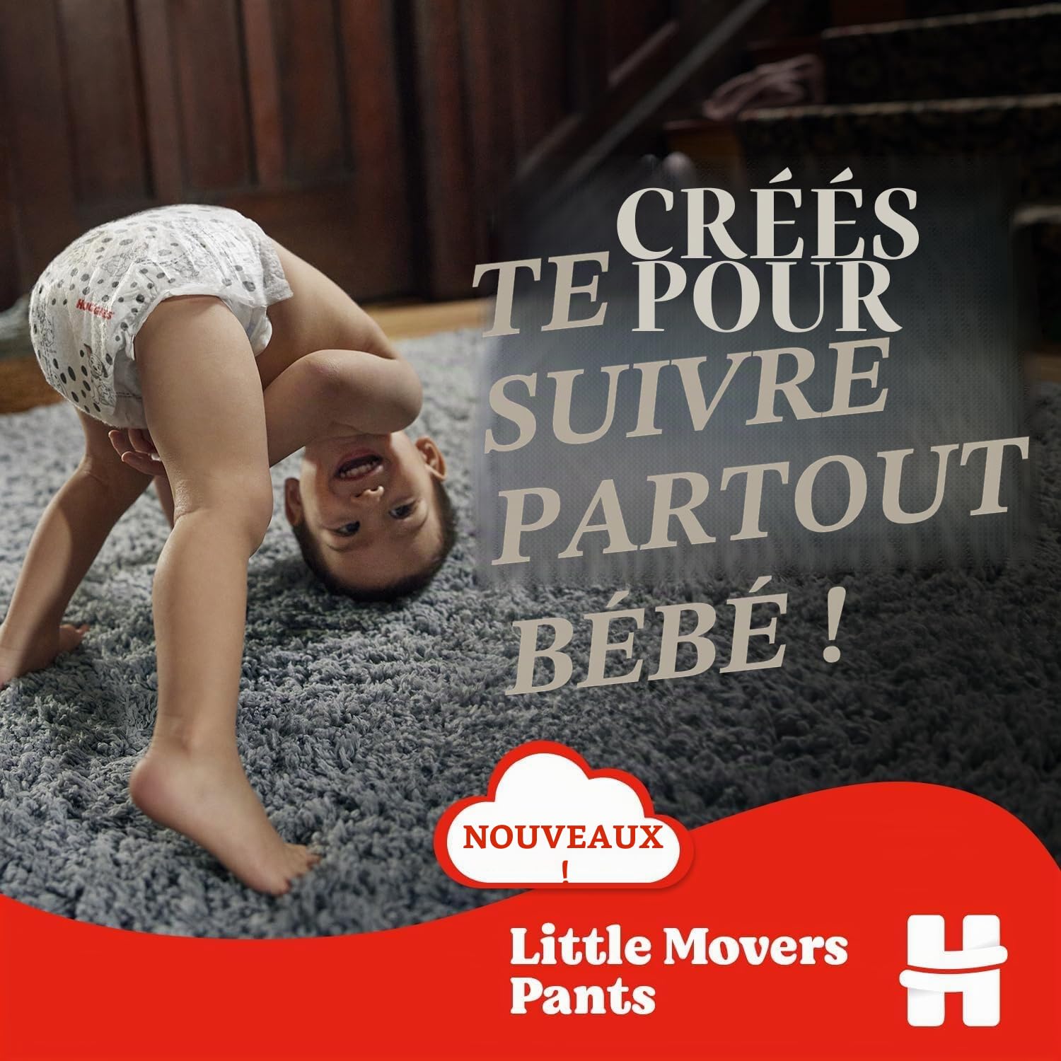 HUGGIES Little Movers - Culottes bébé Taille 6 (15 -25kg) - Facile à mettre et à enlever, Absorbtion rapide, Pas de Fuite, jusqu'à 12h au Sec - Ceinture extensible ultra douce - Pack 96 Culottes