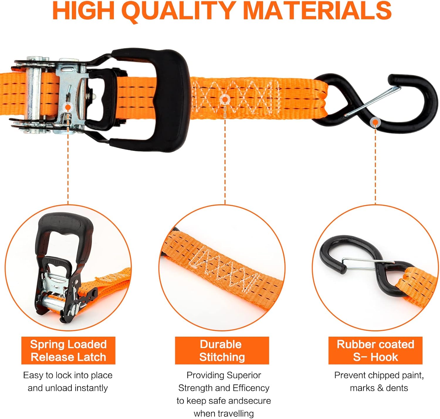 Jet Ski Ratchet Strap,3 Point Tie Down Strap 1.5 Inches x 10 Feet, Super Sturdy Tie Downs for Jet skis, Seadoo, Waverunner,PWC,3000 lbs Break Strength,S Hooks with Safety Clip