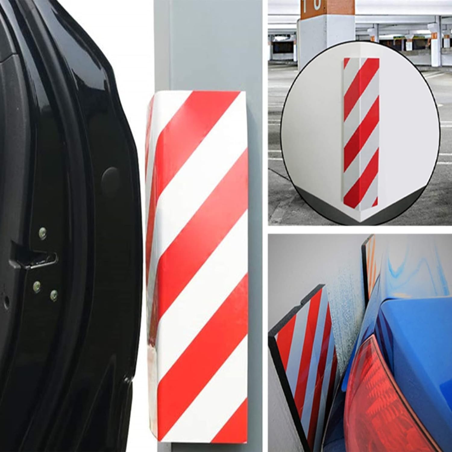 Garage Wall Protector - 4pcs Red & White Corner Guards, Edge Protectors for Parking Garages, Durable Wall Safety Posts, Ideal for Garage Parking and Protection