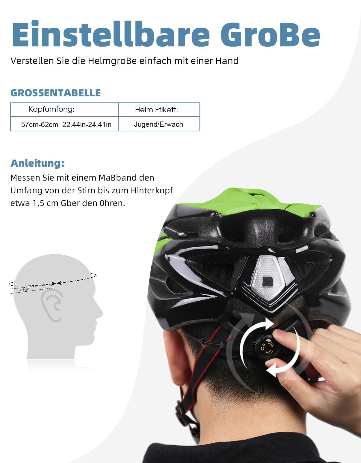 Shinmax Casco Bici Uomo Donna con LED Luce di Sicurezza Casco MTB con Visiera da Bici Ultraleggero Corsa Adulto Unisex da Bicicletta Ciclismo Protezione Regolabile