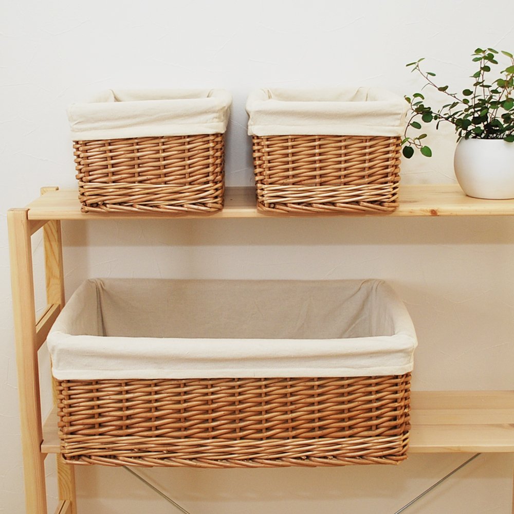 Amazon.co.jp: 取り外しができる 布付 柳 バスケット Sサイズ