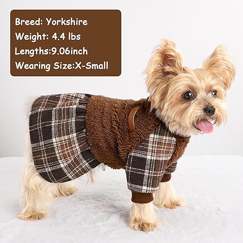 Miniatura 34 de Vestido suéter para perros pequeños, suéter para perros pequeños, ropa para cachorros, vestido de princesa a cuadros, ropa de ropa para festivales