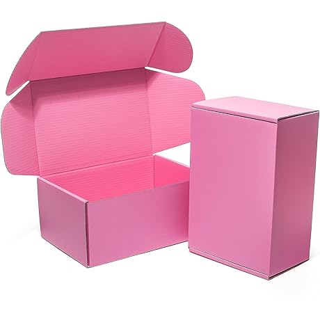 Pink Shipping Boxes 12x9x4 Inches for Small Business