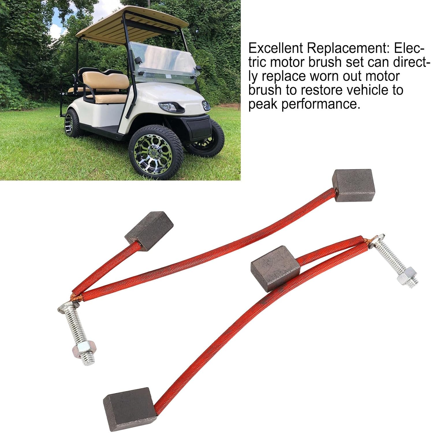 2Pcs Golf Cart Starter Generator Brush Kit Replacement for Club Car EZ-GO Golf Cart, Metal Starter Brush Set #103347301 114-01-2034AS