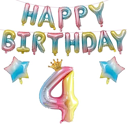 16 globos de feliz cumpleaños, globos degradados de fiesta de feliz cumpleaños de 16 pulgadas, globos de letras coloridas de papel de aluminio para