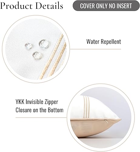 Miniatura 5 de Hofdeco Premium Funda de almohada lumbar para interiores y exteriores, 12 x 20 pulgadas, repelente al agua para patio trasero, sofá, línea vertical