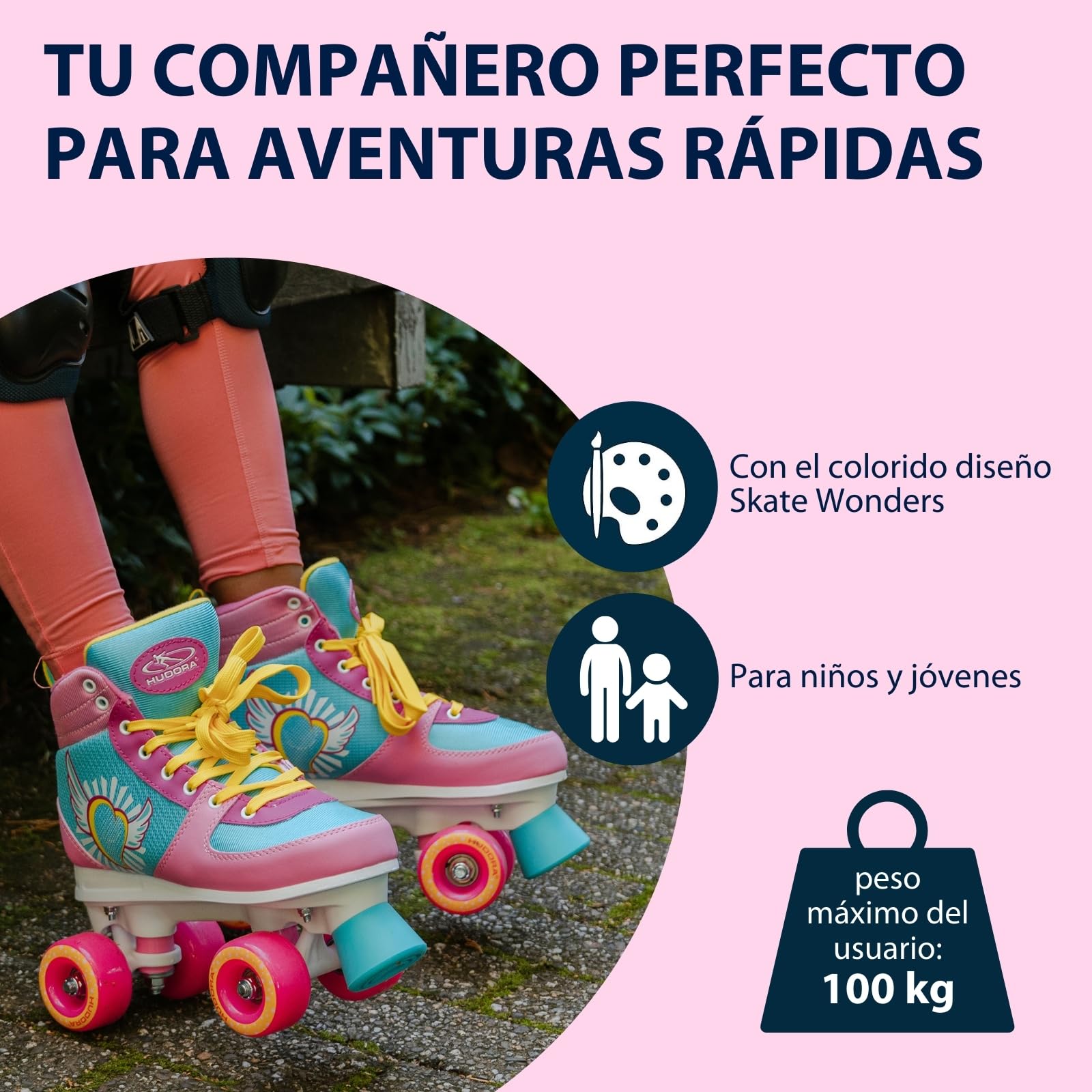Hudora Wonders en Diferentes Tallas - cómodos Patines para niños con diseño Genial - Elegantes Patines para niños y Adolescentes - Patines Hechos de Cuero sintético