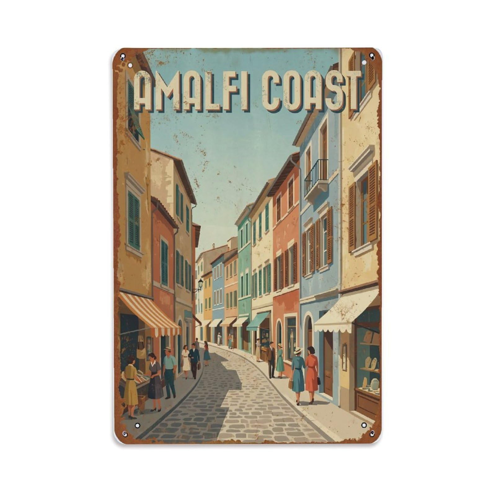 Vintage Travel Corso Italy Village Metal Tin Sign Plaque Wall Decor for Cafe, Club Bar, Office, Home Garden Metal Poster 8x12Inch