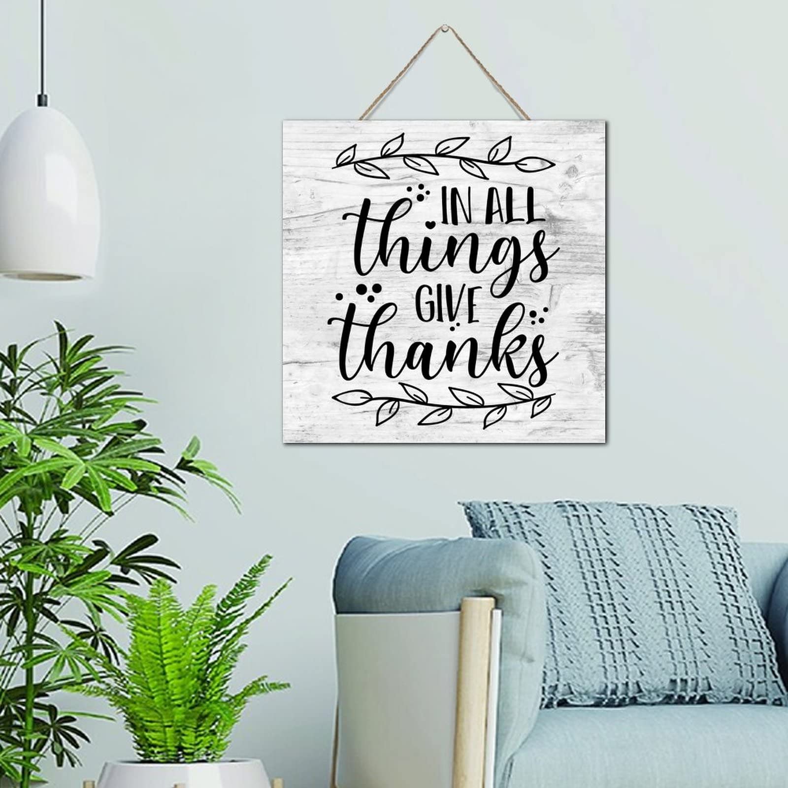 Plaque vintage en bois Give Thanks avec lettrage elegant de haute qualite