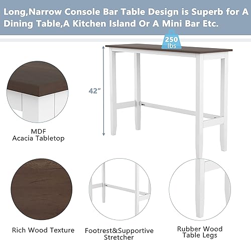 Miniatura 3 de Farmhouse - Juego de comedor de cocina de madera de 3 piezas con altura de mostrador, juego de desayuno de cocina para bar en casa, mesa de bar de