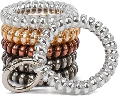 Llavero de muñeca pulsera elástica para llavero de identificación de llaves, pulsera espiral flexible para tarjeta de crucero sauna