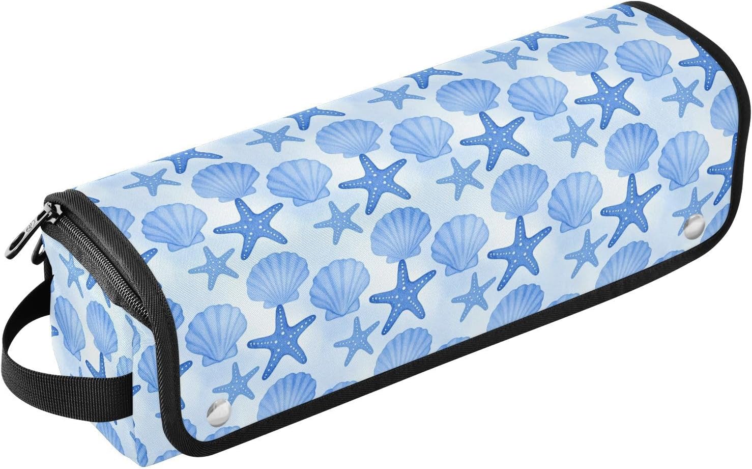 Hair Tool Travel Bag for Women and Heat Resistant Mat with Zipper Portable Hair Styling Tool Organizer for Flat Irons, Straighteners, Curling Irons, Soft Blue starfishes Portable Travel Essentials