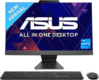 ASUS AIO A3202,21.45" FHD,Intel Celeron 7305, All-in-One PC (8GB/256GB/Windows 11/MS Office 365 Basic (1Year)*/Office 2024/Black/4.84 Kg), with Wireless Keyboard & Wireless Mouse, A3202WBA-BPB009WS